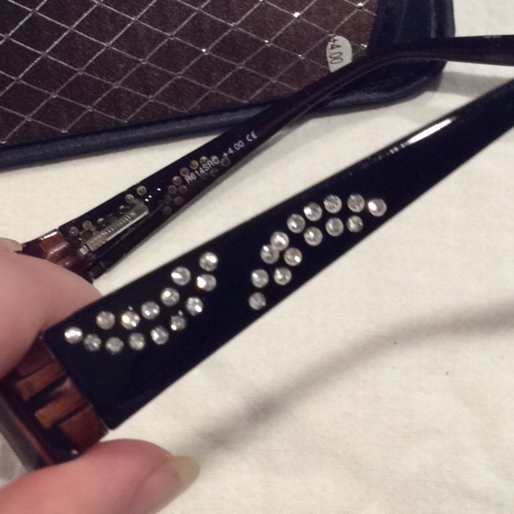 Brown with Bling Reading Glasses & Case, Strength 4.00